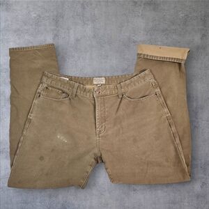 Weatherproof Vintage Tan Canvas‎ Fleece Lined Pants Workwear Size 38x34 Men's H5